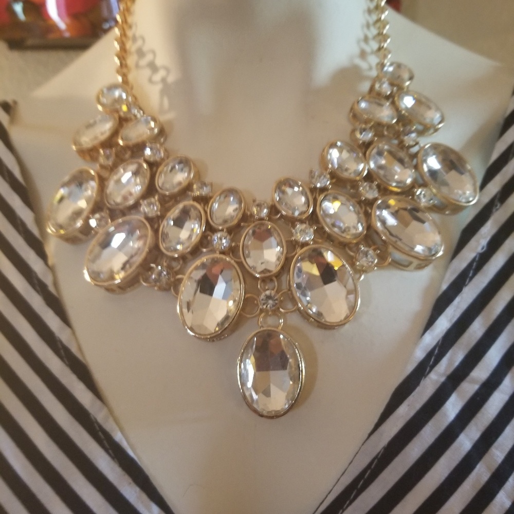 Gold necklace with stones